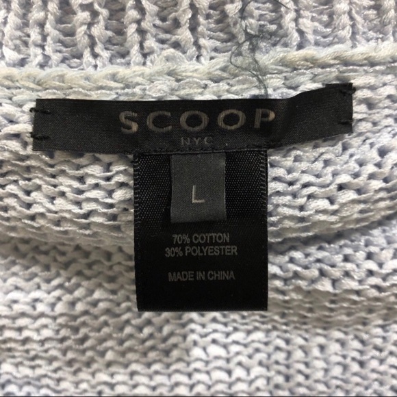 Scoop NYC Open Knit Fringe Sweater Blue Size Large Long Sleeve - Picture 6 of 6